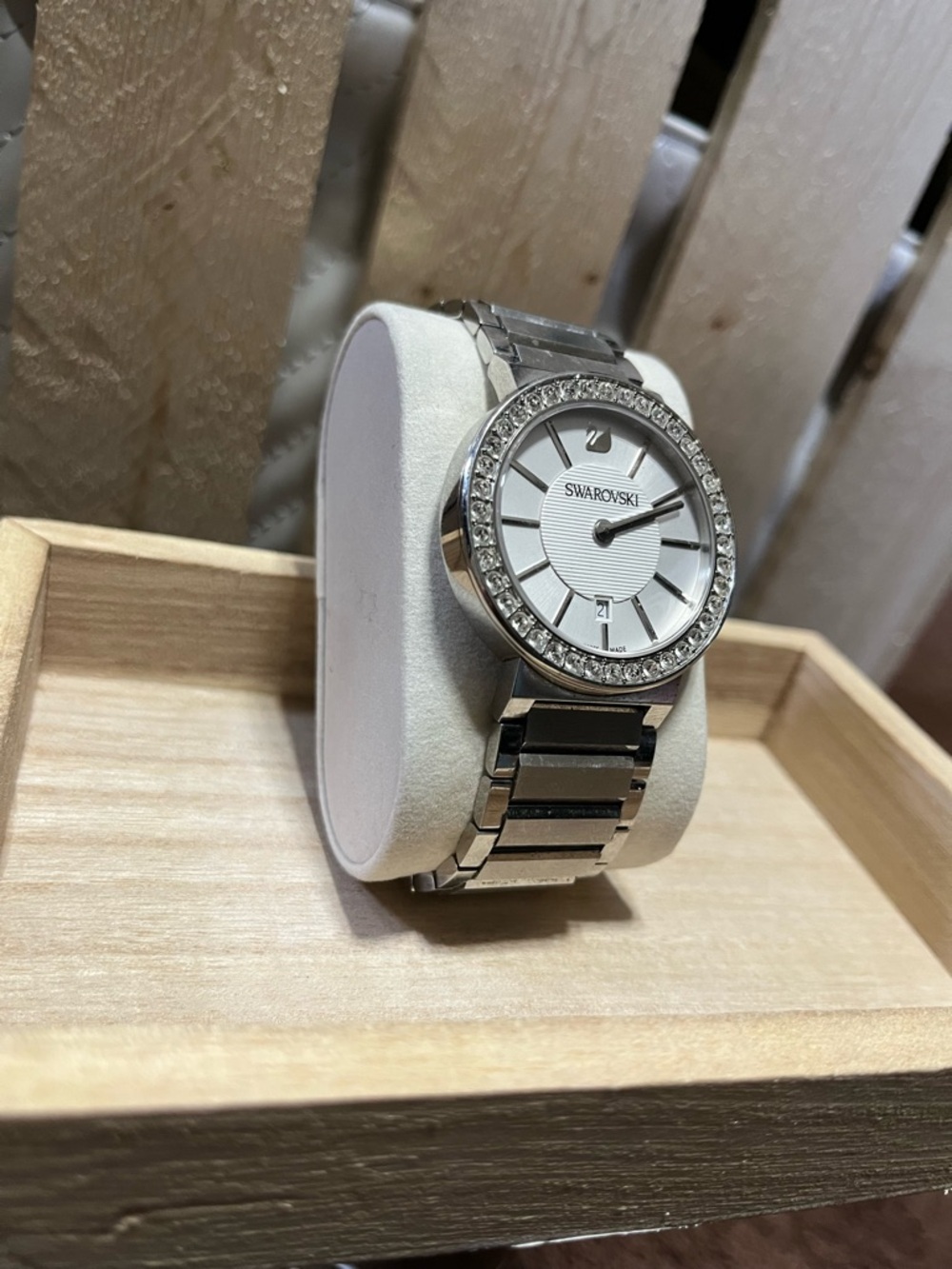 Swarovski Silver Crystal-Set Women's Bracelet Watch